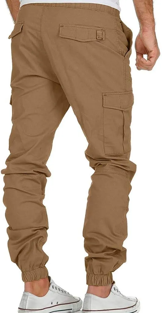 Cargo Pants for Men Relaxed Fit Workwear Casual Cargo Pull On Pants Men's Joggers Pants Athletic Mens Cotton Linen