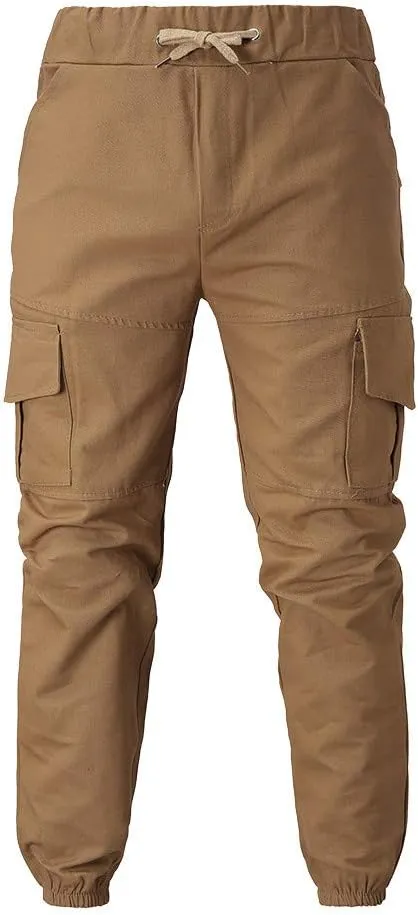 Cargo Pants for Men Relaxed Fit Workwear Casual Cargo Pull On Pants Men's Joggers Pants Athletic Mens Cotton Linen