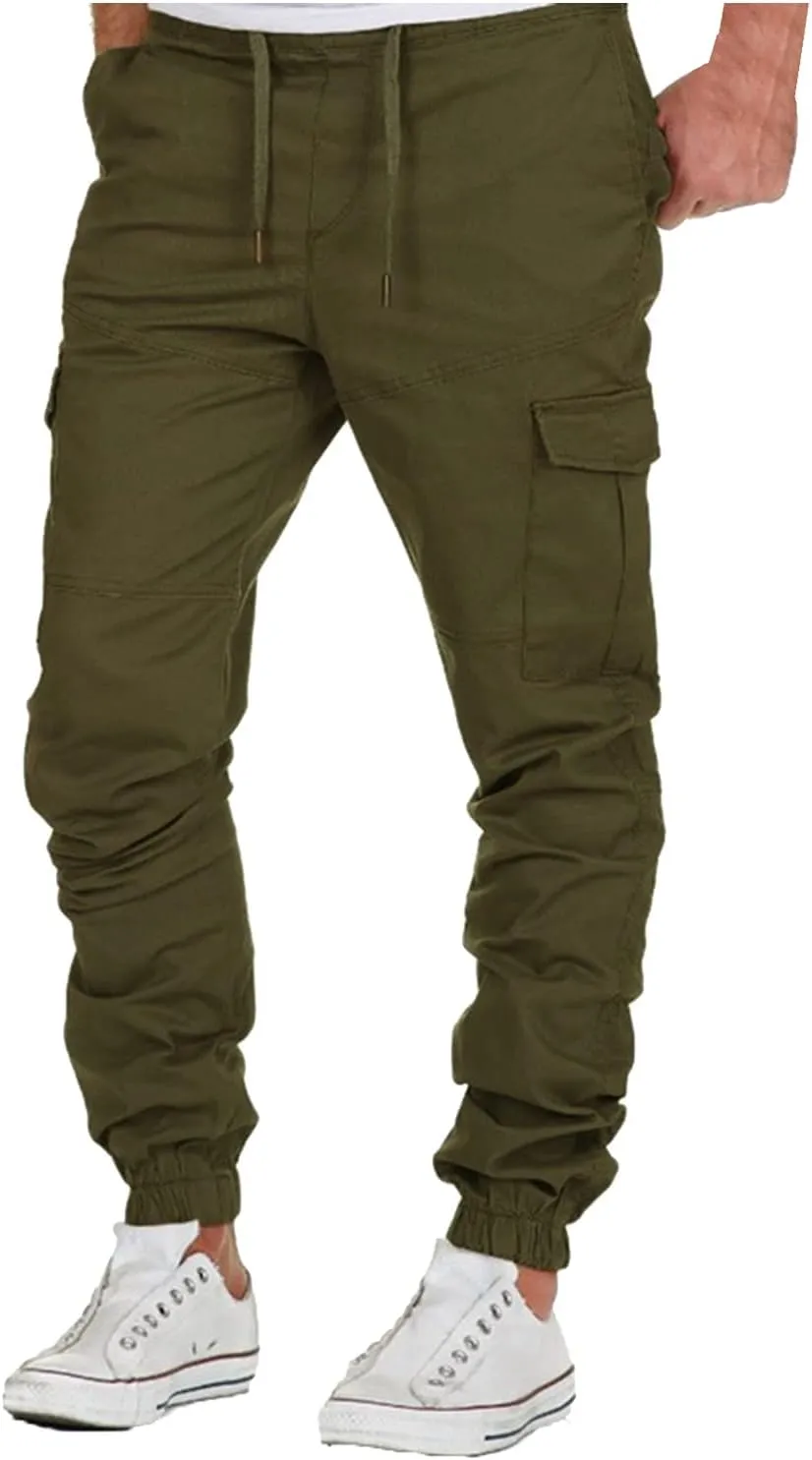 Cargo Pants for Men Slim Fit Wild Work Pants Workout Joggers Tapered Leg Sweatpants for Men with Pockets Hiking Trousers