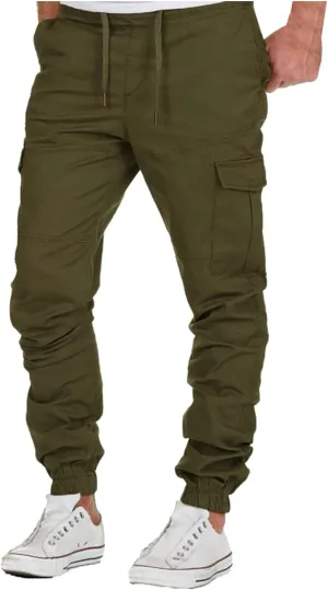 Cargo Pants for Men Slim Fit Wild Work Pants Workout Joggers Tapered Leg Sweatpants for Men with Pockets Hiking Trousers