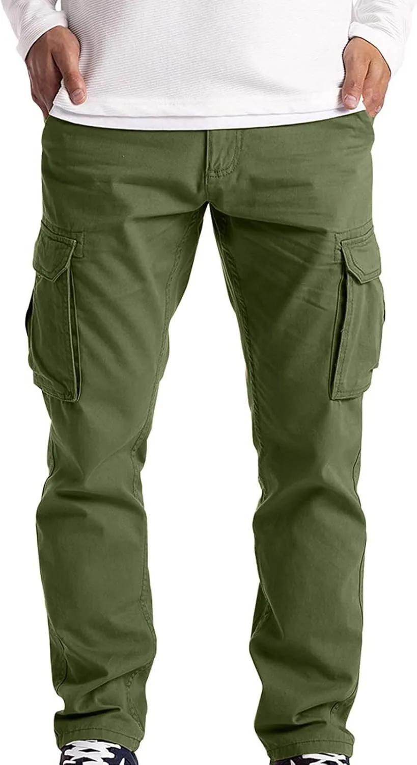 Cargo Trousers for Men Casual Long Trousers Men Athletic Jogger Sports Outdoor Trousers Men's Sweatpants with Zipper