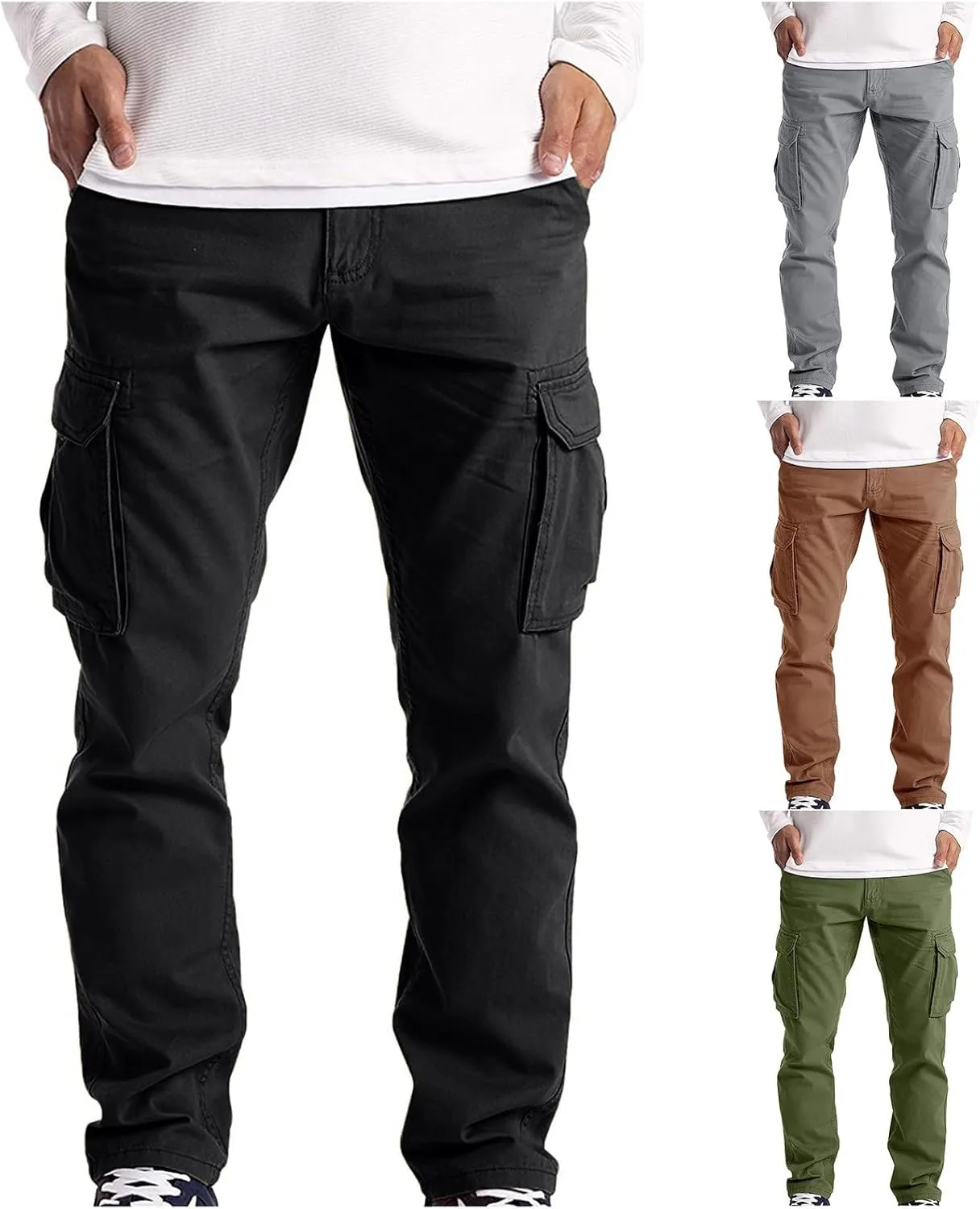 Cargo Trousers for Men Casual Long Trousers Men Athletic Jogger Sports Outdoor Trousers Men's Sweatpants with Zipper