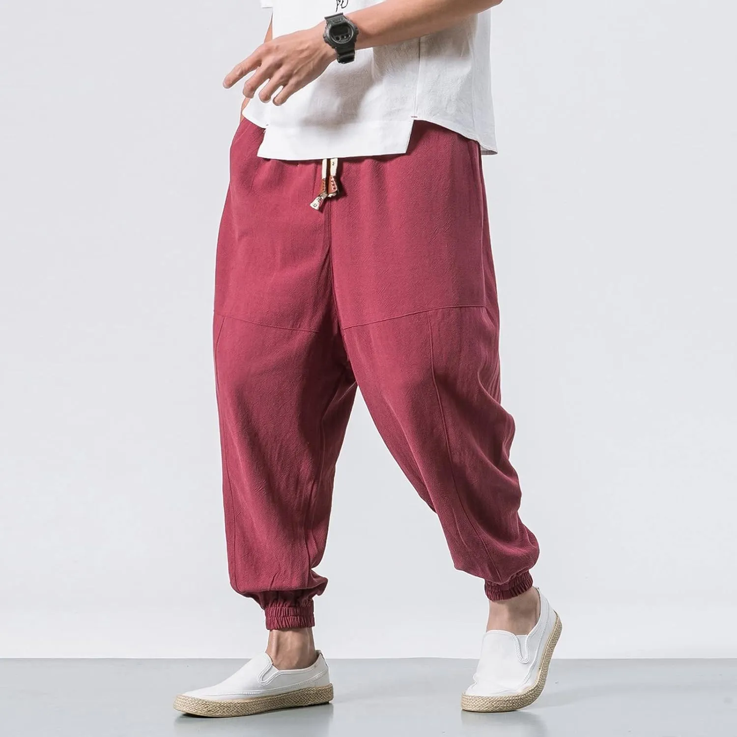 Cargo Trousers for Men Loose-fit Pants Athletic Drawstring Pant with Pocket Men's Heavyweight Fleece Cargo Sweatpants