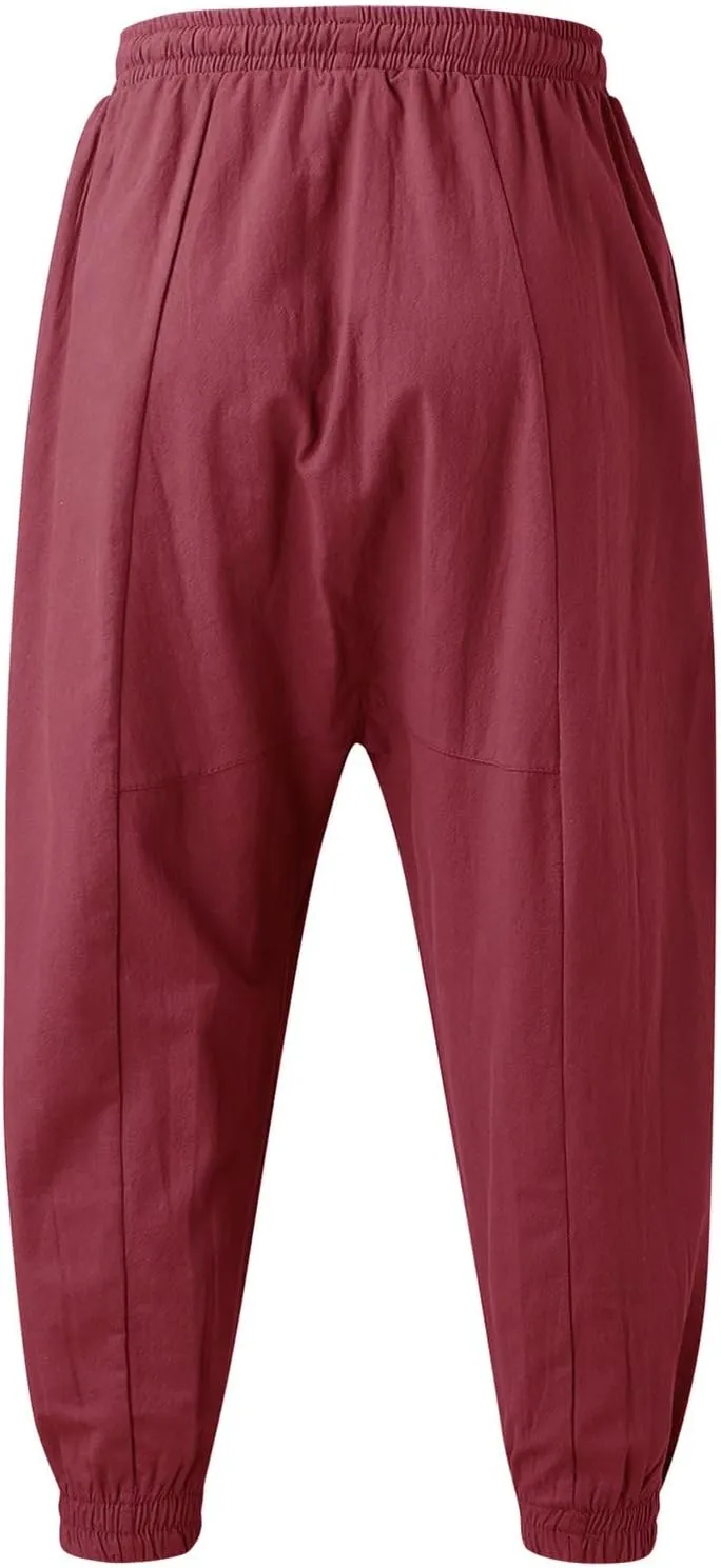 Cargo Trousers for Men Loose-fit Pants Athletic Drawstring Pant with Pocket Men's Heavyweight Fleece Cargo Sweatpants