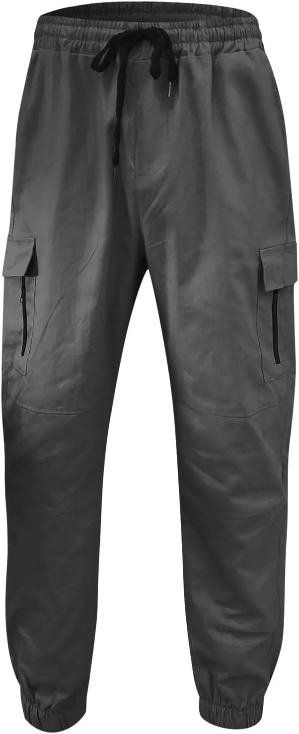 Cargo Trousers for Men Straight-Leg Trousers Mens Heavyweight Cargo Fleece Sweatpants Stretch Elastic Waist Jogger
