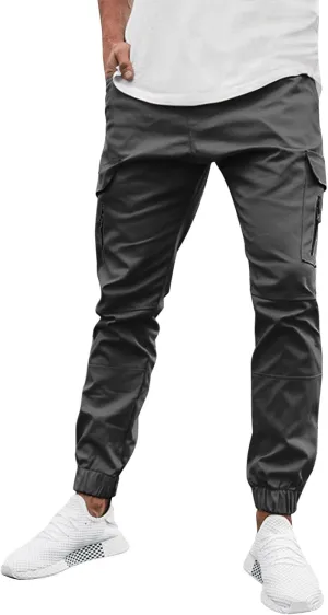 Cargo Trousers for Men Straight-Leg Trousers Mens Heavyweight Cargo Fleece Sweatpants Stretch Elastic Waist Jogger
