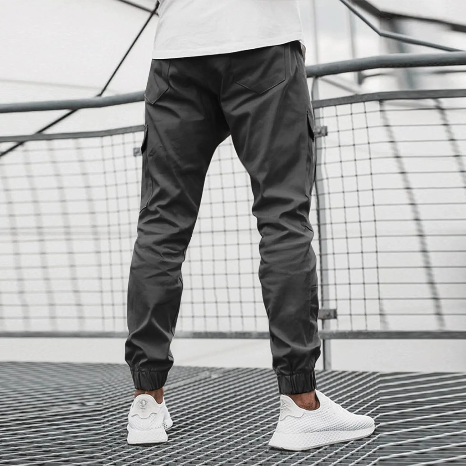 Cargo Trousers for Men Straight-Leg Trousers Mens Heavyweight Cargo Fleece Sweatpants Stretch Elastic Waist Jogger
