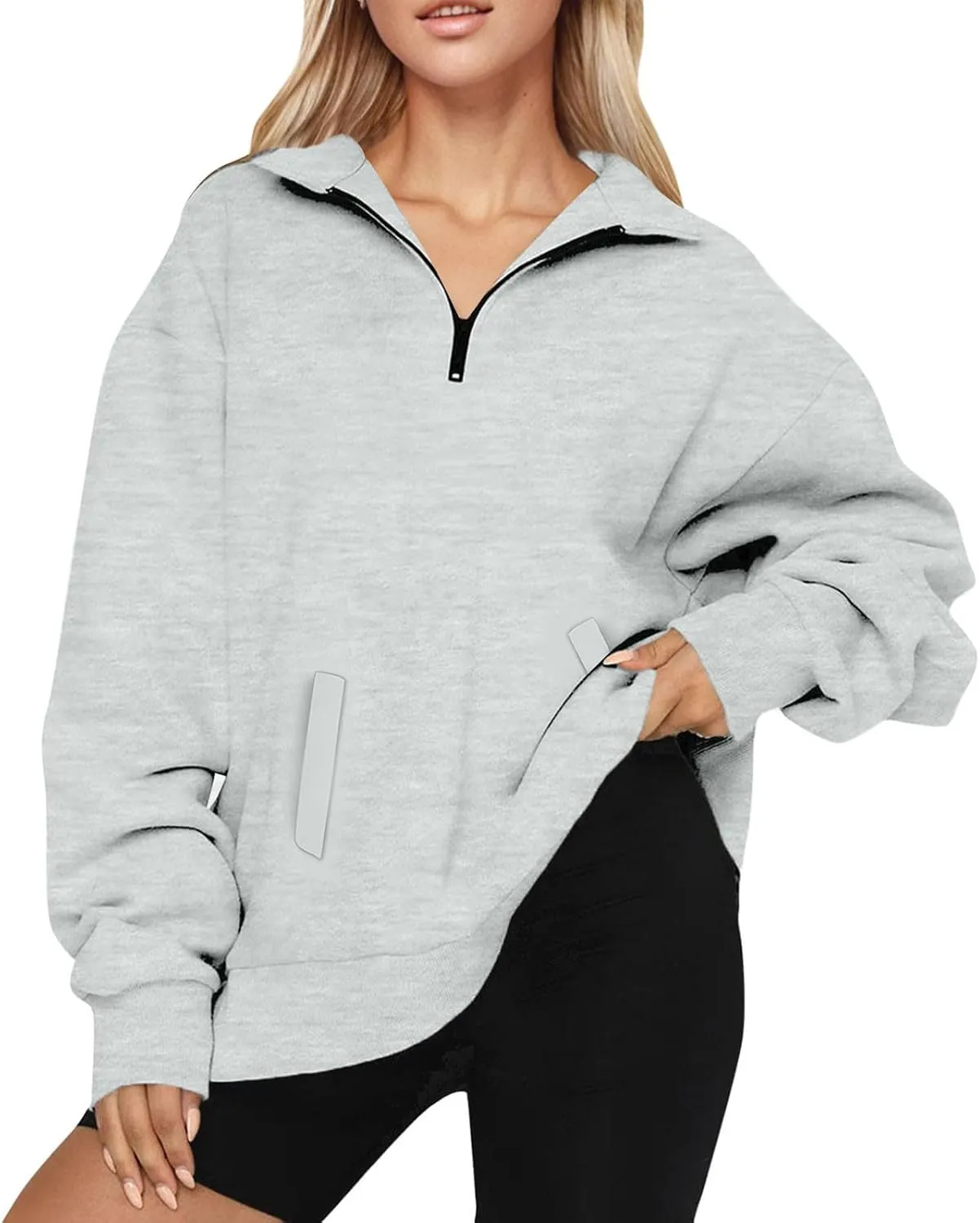 ChicCrate Sweatshirt for Women Casual Zipper Neck Tops Fashion Oversized Sweatshirt Long Sleeve Workout Pullover