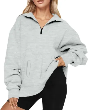 ChicCrate Sweatshirt for Women Casual Zipper Neck Tops Fashion Oversized Sweatshirt Long Sleeve Workout Pullover
