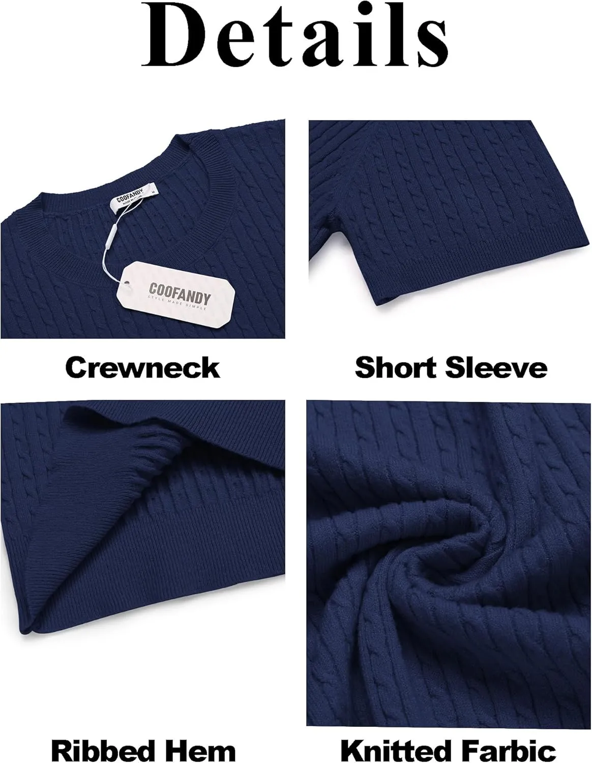 COOFANDY Men's Knit T Shirt Short Sleeve Crewneck Casual Vintage T-Shirts Summer Twist Knitted Pullover Tee