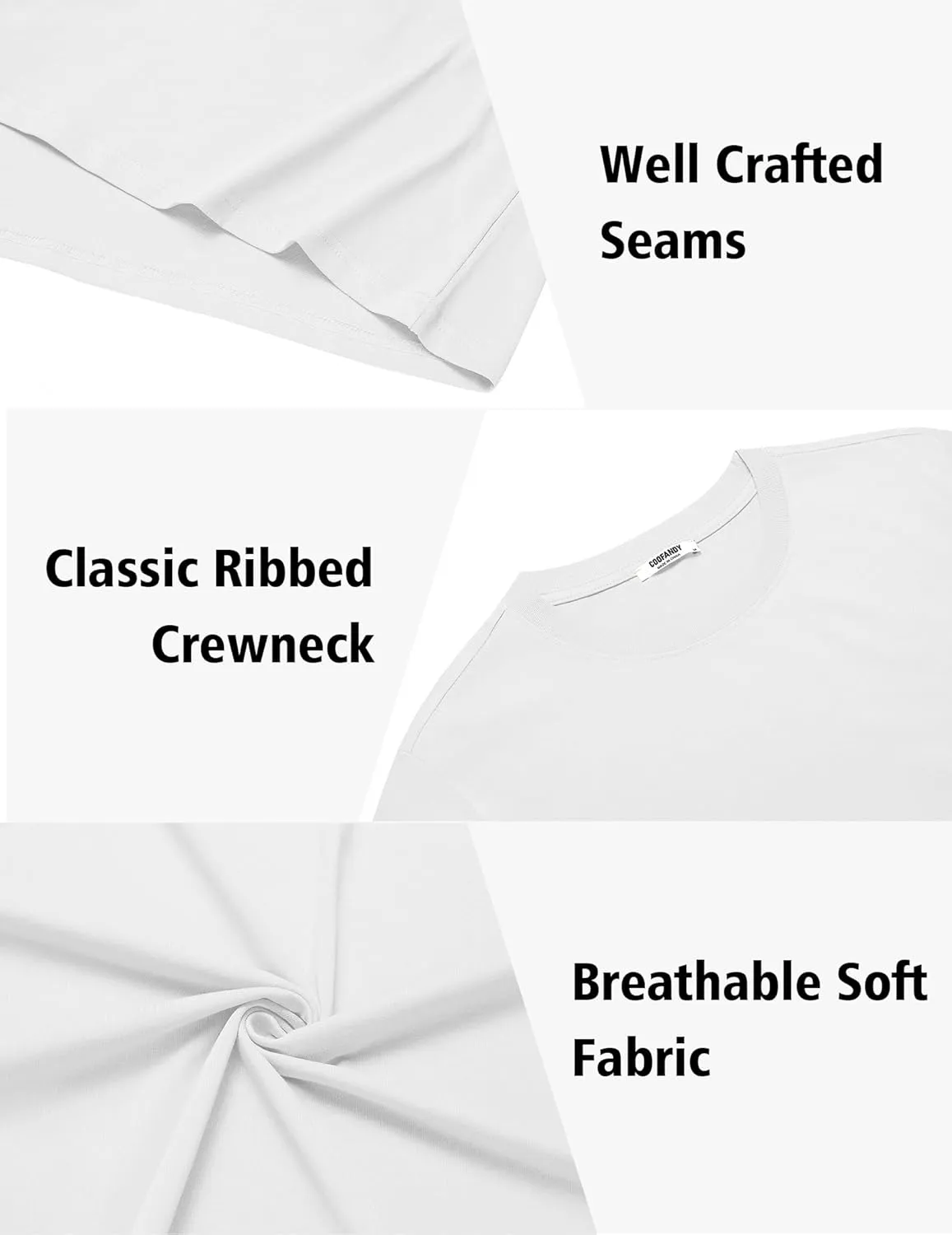 COOFANDY Mens T-Shirts 100% Cotton Heavyweight Premium Short Sleeve Shirt Crew Neck Basic Tshirt