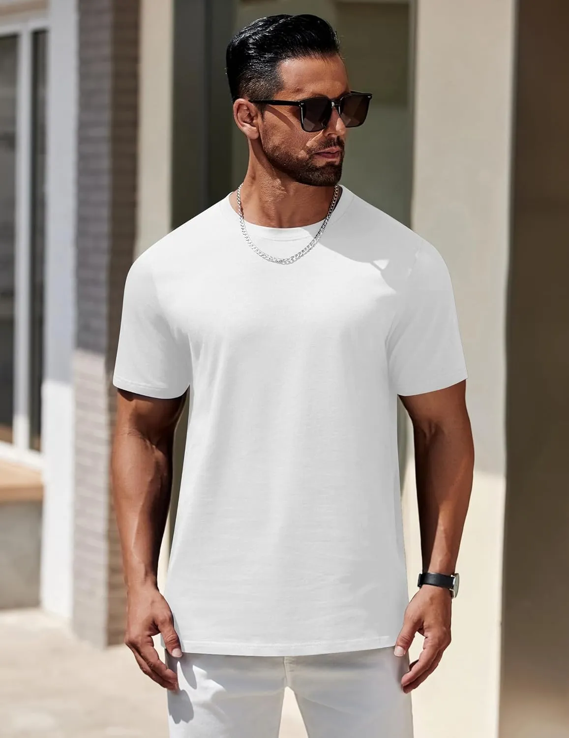 COOFANDY Mens T-Shirts 100% Cotton Heavyweight Premium Short Sleeve Shirt Crew Neck Basic Tshirt