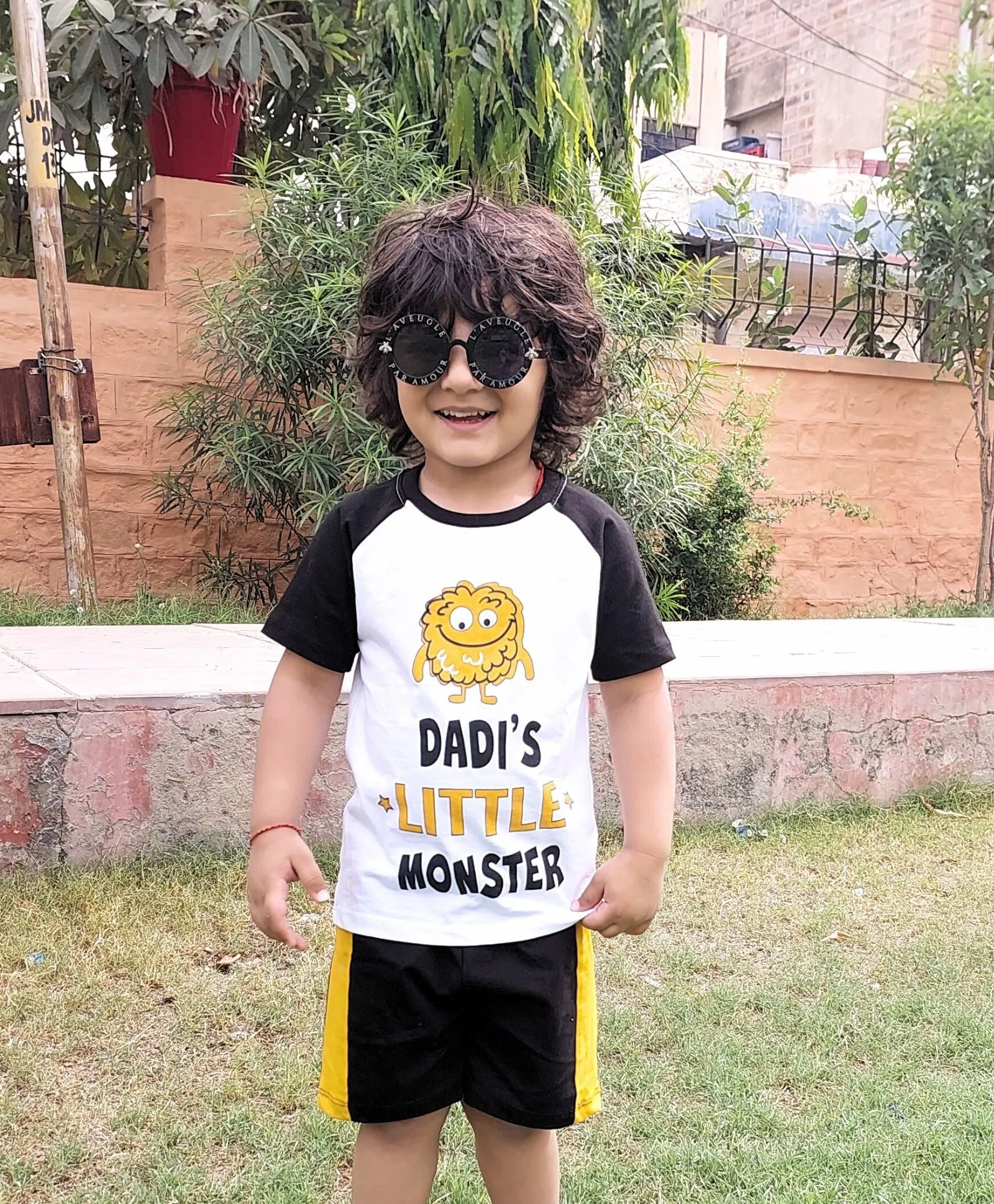 Dadi's Little Monster Half Sleeves T-Shirt & Shorts Set
