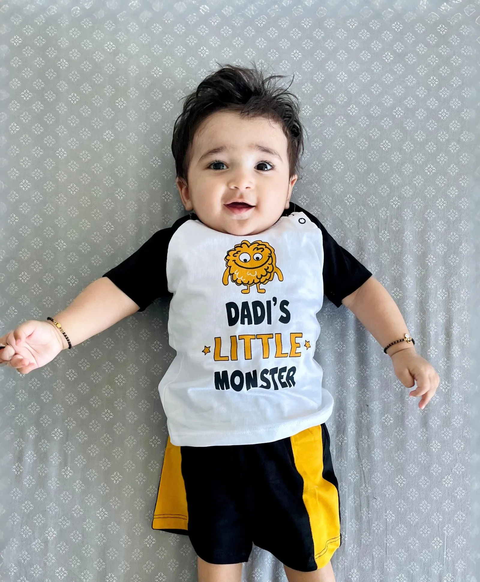 Dadi's Little Monster Half Sleeves T-Shirt & Shorts Set