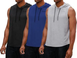 DEVOPS 3 Pack Men's Hoodie Short Sleeve Fishing Hiking Running Workout T-Shirts