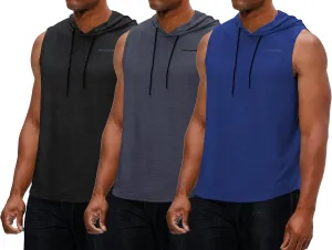 DEVOPS 3 Pack Men's Hoodie Short Sleeve Fishing Hiking Running Workout T-Shirts