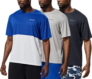 DEVOPS Mens Short Sleeve Dry Fit Mesh Athletic Round T-Shirts (3PACK)
