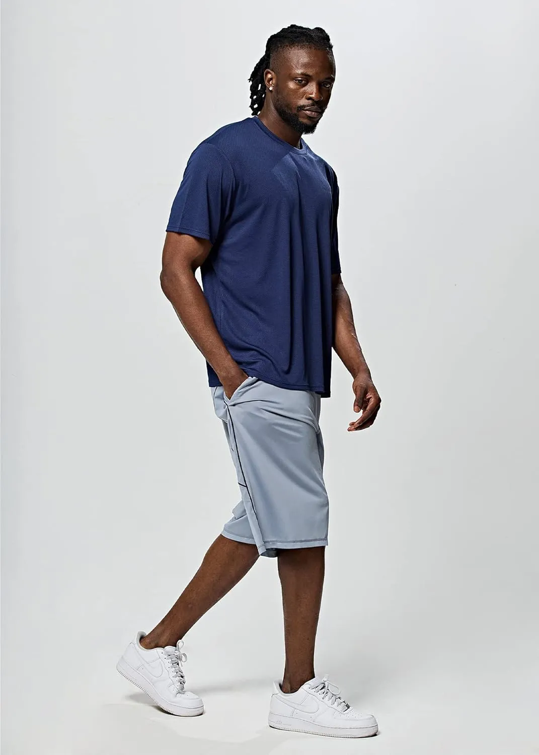 DEVOPS Mens Short Sleeve Dry Fit Mesh Athletic Round T-Shirts (3PACK)