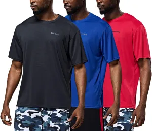 DEVOPS Mens Short Sleeve Dry Fit Mesh Athletic Round T-Shirts (3PACK)