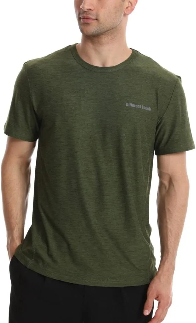 Different Touch Mens Active Workout Quick Dry Crew Neck Short Sleeve T-Shirts