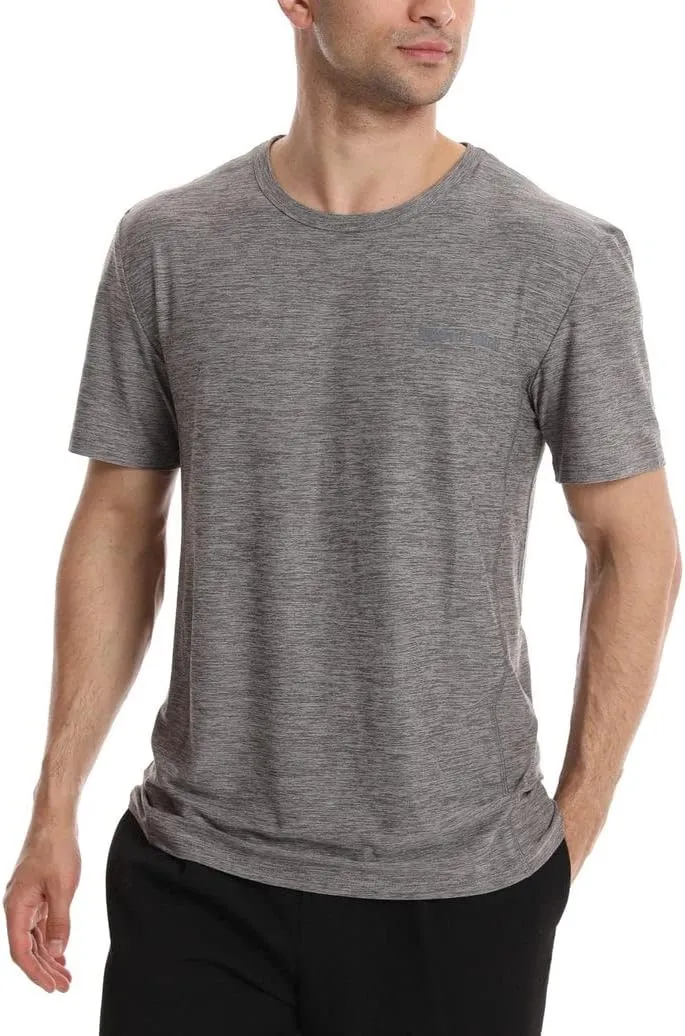 Different Touch Mens Active Workout Quick Dry Crew Neck Short Sleeve T-Shirts