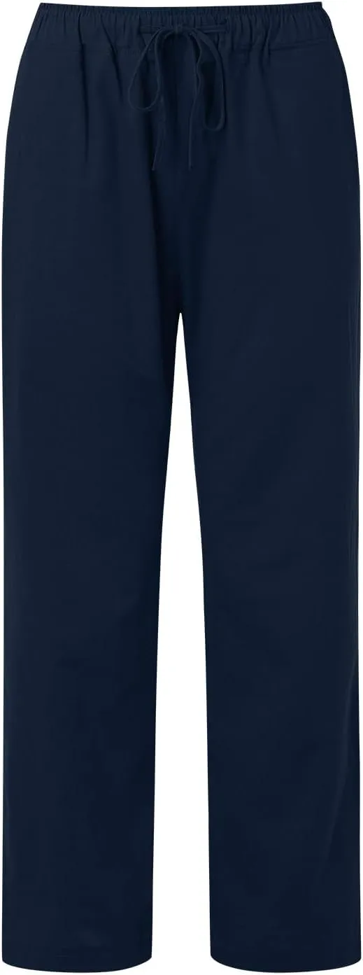 Drawstring Pants Women High Waisted Cotton Linen Wide Leg Summer Trouser Casual Loose Fit Palazzo Pull On Sweatpant