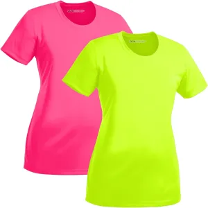 DRI-Equip Women's Neon Color High Visibility Athletic T-Shirts in Sizes S-4XL