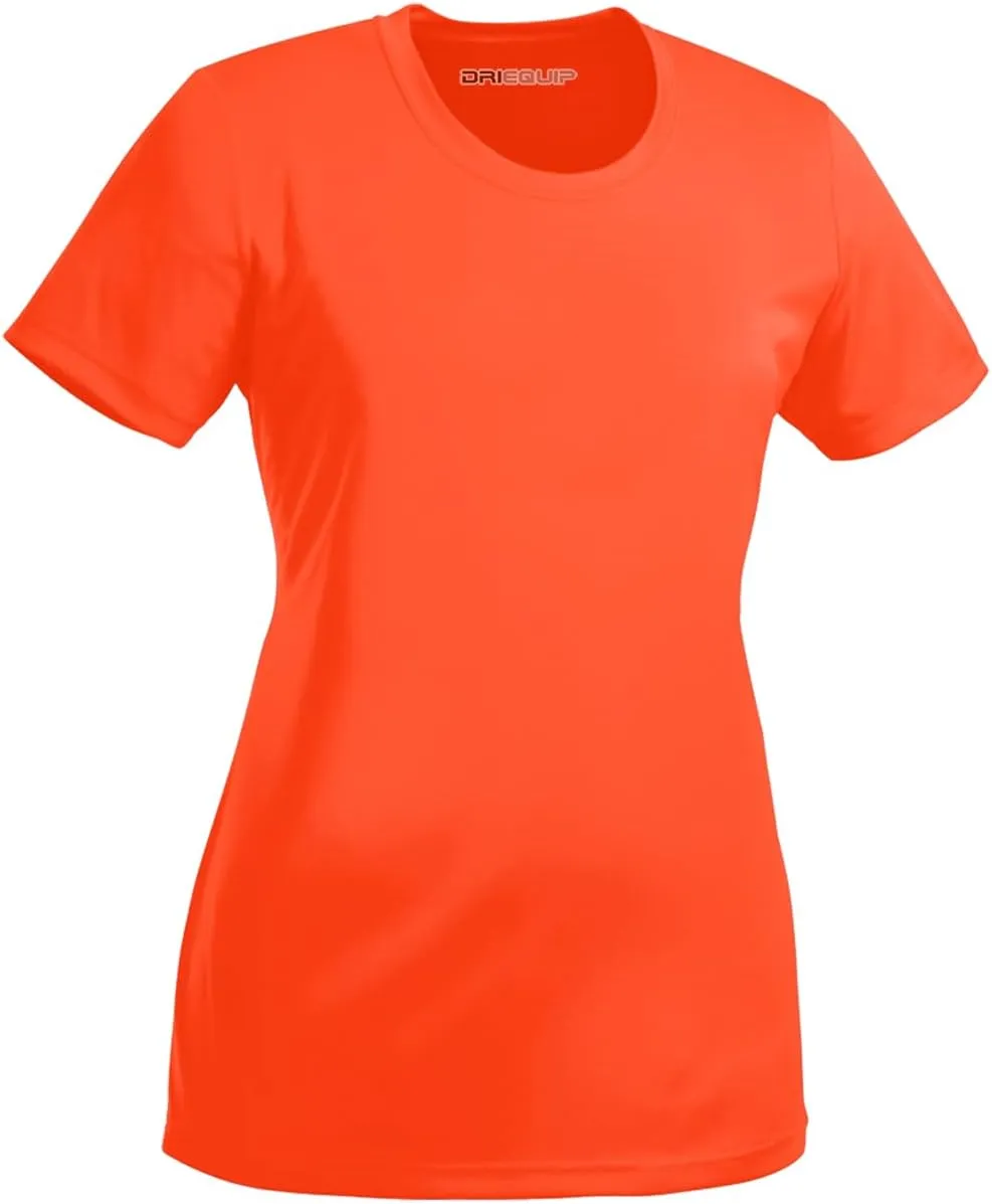 DRI-Equip Women's Neon Color High Visibility Athletic T-Shirts in Sizes S-4XL