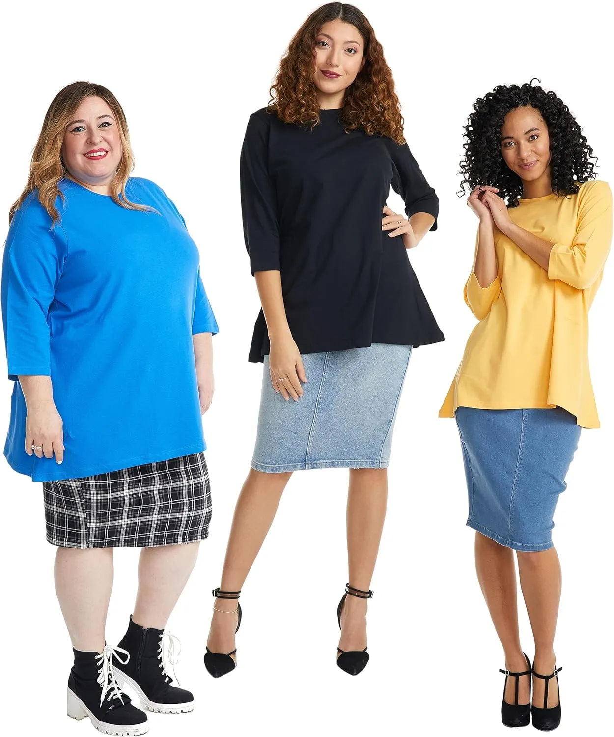 ESTEEZ 3/4 Sleeve Comfy Oversized Loose Fit Cotton T-Shirts for Women