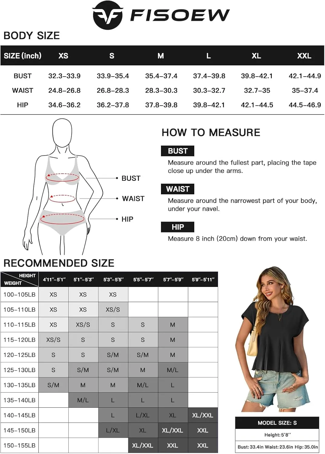 Fisoew Womens Oversized Casual T-Shirts Crewneck Short Sleeve Summer Loose Fit Babydoll Peplum Tops