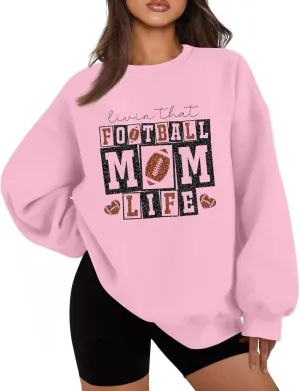 Football Mom Shirt Sunday Long Sleeve Pullover Crewneck Football Game Day Sweatshirt Fall Plus Size Outfits