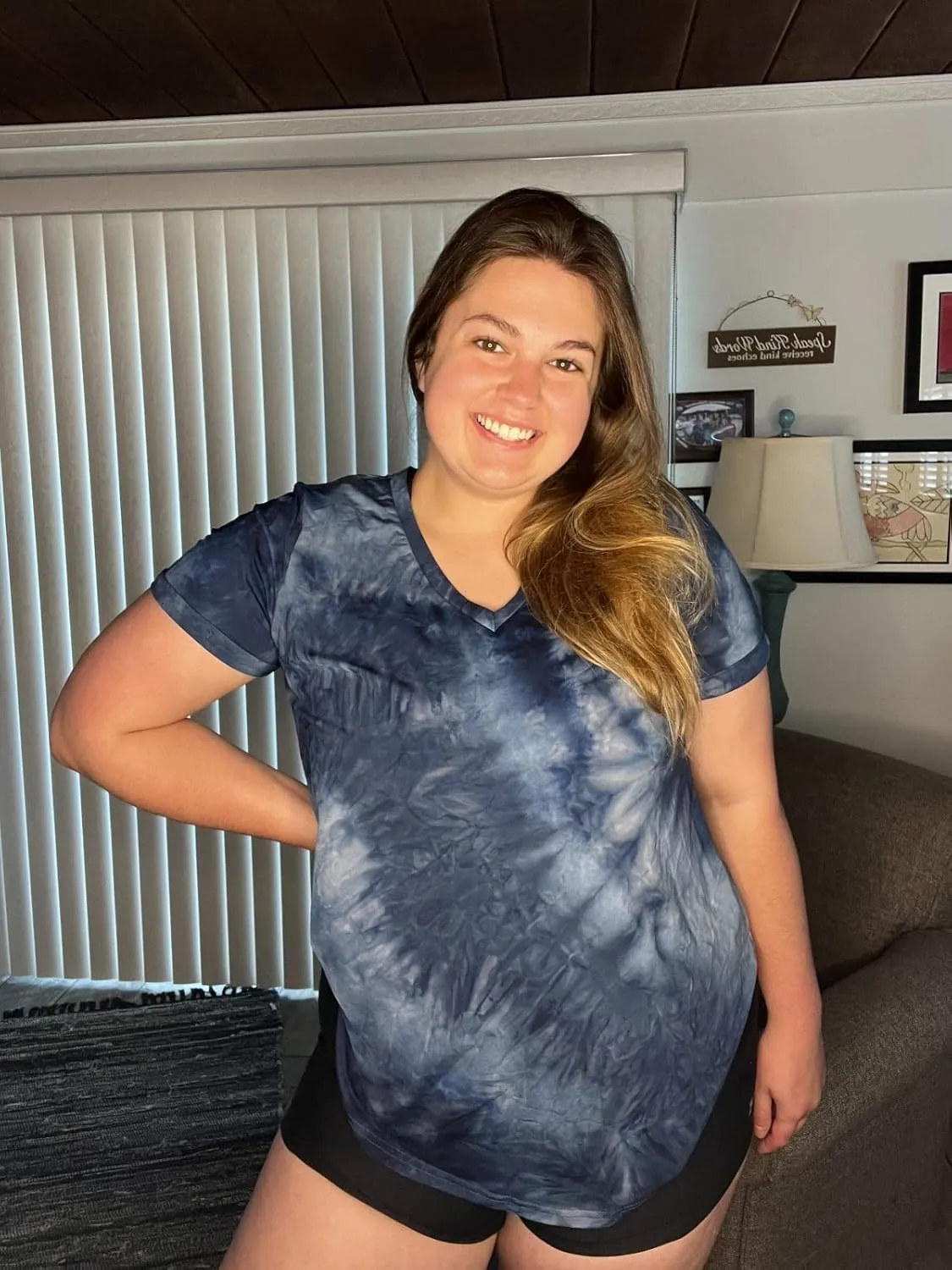 FOREYOND Plus Size Workout Tops for Women T Shirts Loose Fit V Neck Clothing Yoga Casual Summer