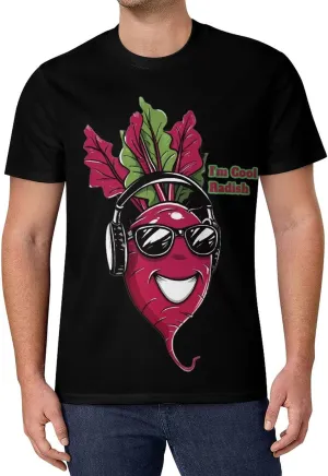 Funny Cool Radish Men's Short Sleeve Tee Casual Crew Neck T-Shirts Summer Workout Tops Graphic