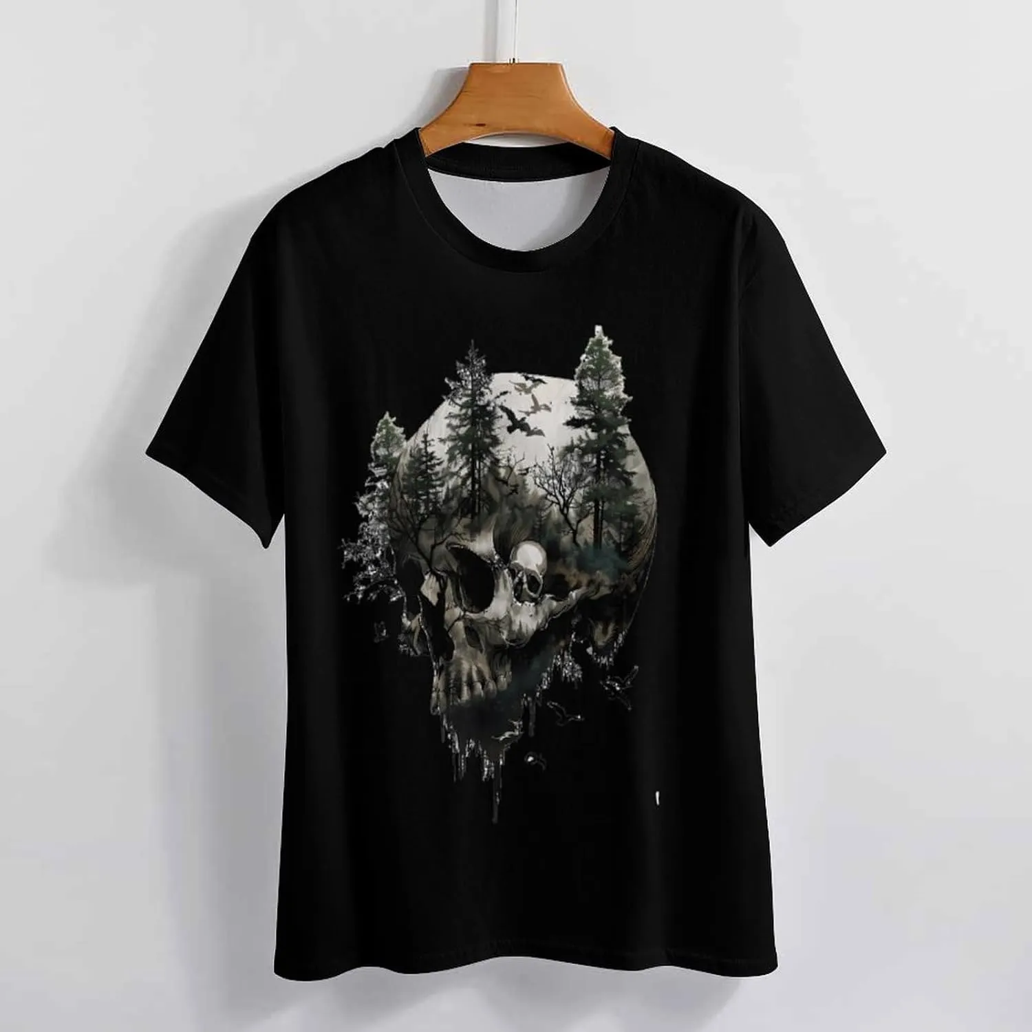 Funny Gothic Skull Men's T-Shirt Short Sleeve Crewneck Shirt Casual Workout Tee Top