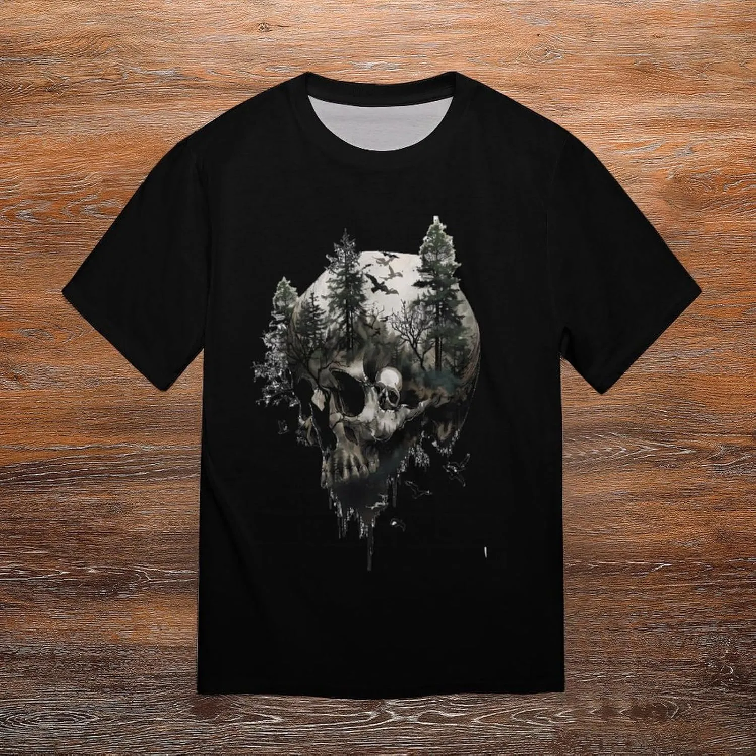 Funny Gothic Skull Men's T-Shirt Short Sleeve Crewneck Shirt Casual Workout Tee Top