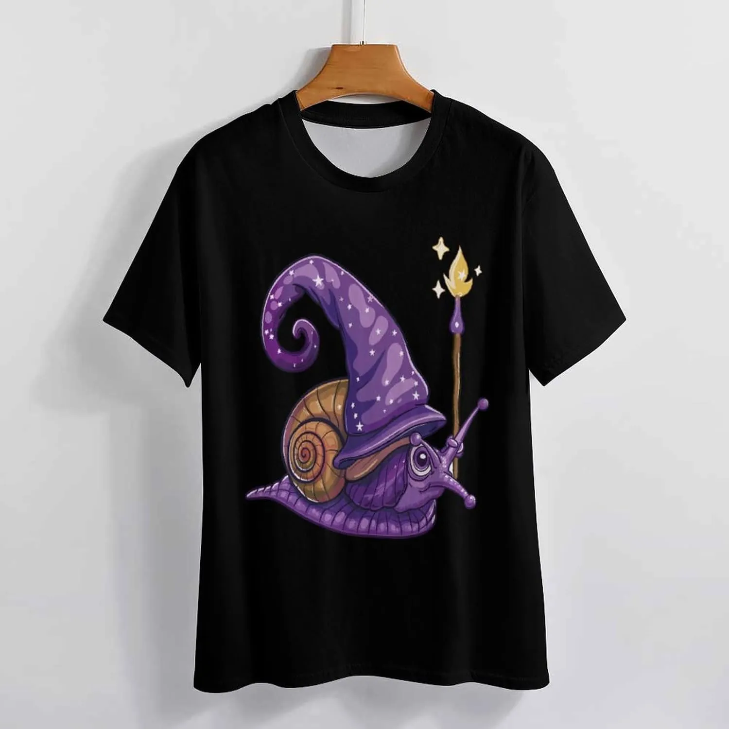 Funny Wizard Snail Men's T-Shirt Short Sleeve Crewneck Shirt Casual Workout Tee Top