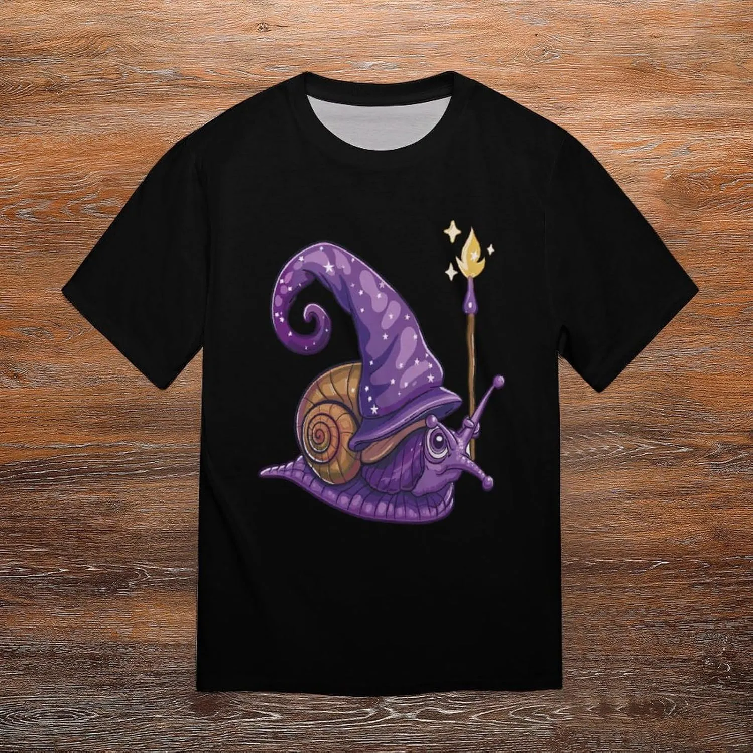 Funny Wizard Snail Men's T-Shirt Short Sleeve Crewneck Shirt Casual Workout Tee Top