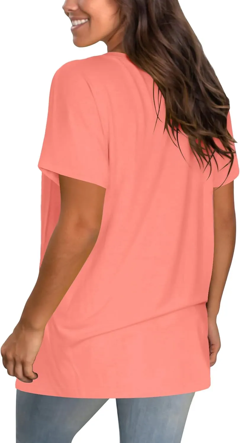 Geifa Womens T Shirts Short Sleeve V Neck Casual Summer Tops Tshirts with Pocket