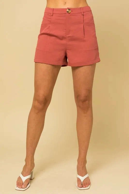 Gilli Front Pleated Short in Coral