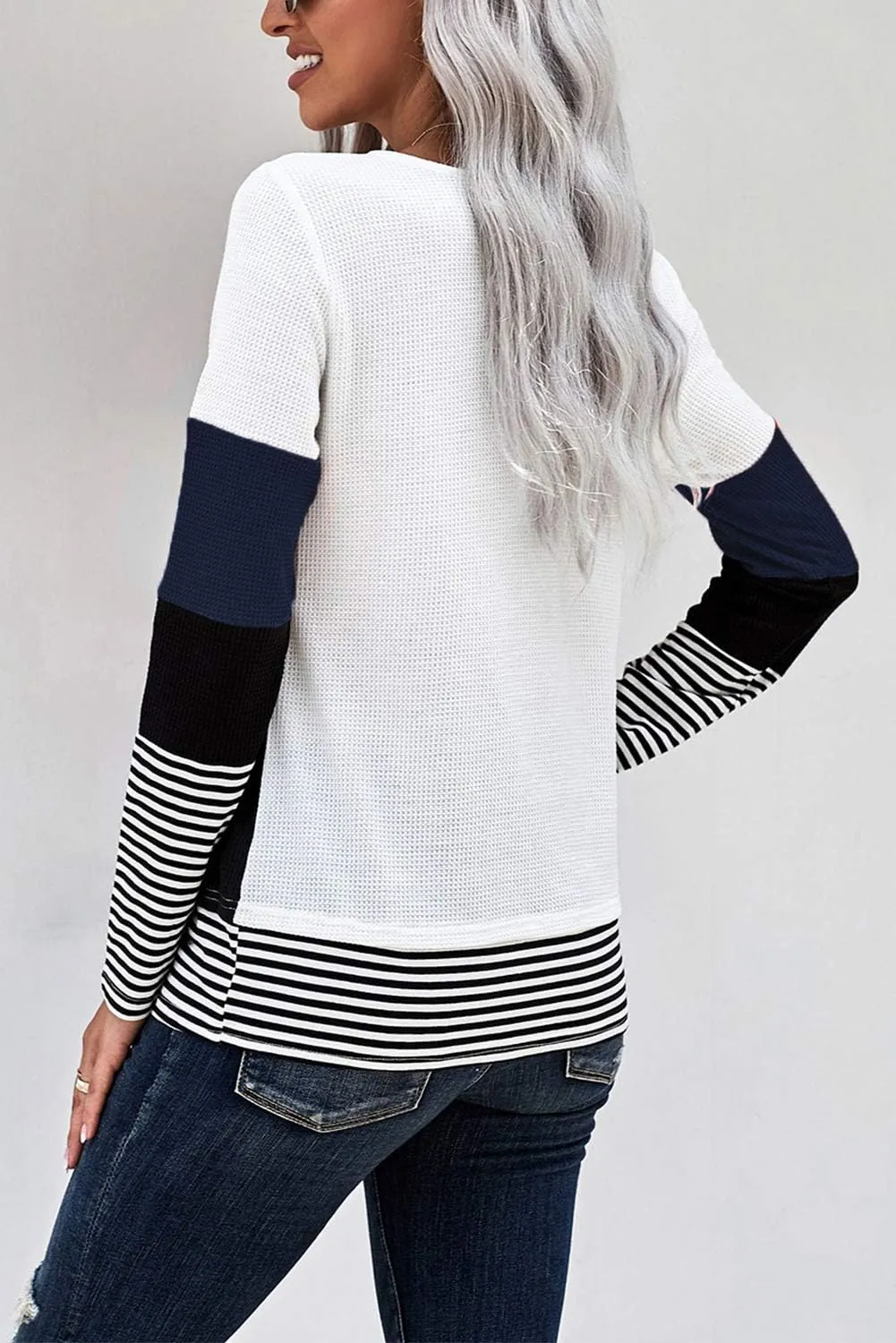 GOLDPKF Women's Long Sleeve T Shirts Color Block Crewneck Casual Tunic Tops Tee Shirtuses