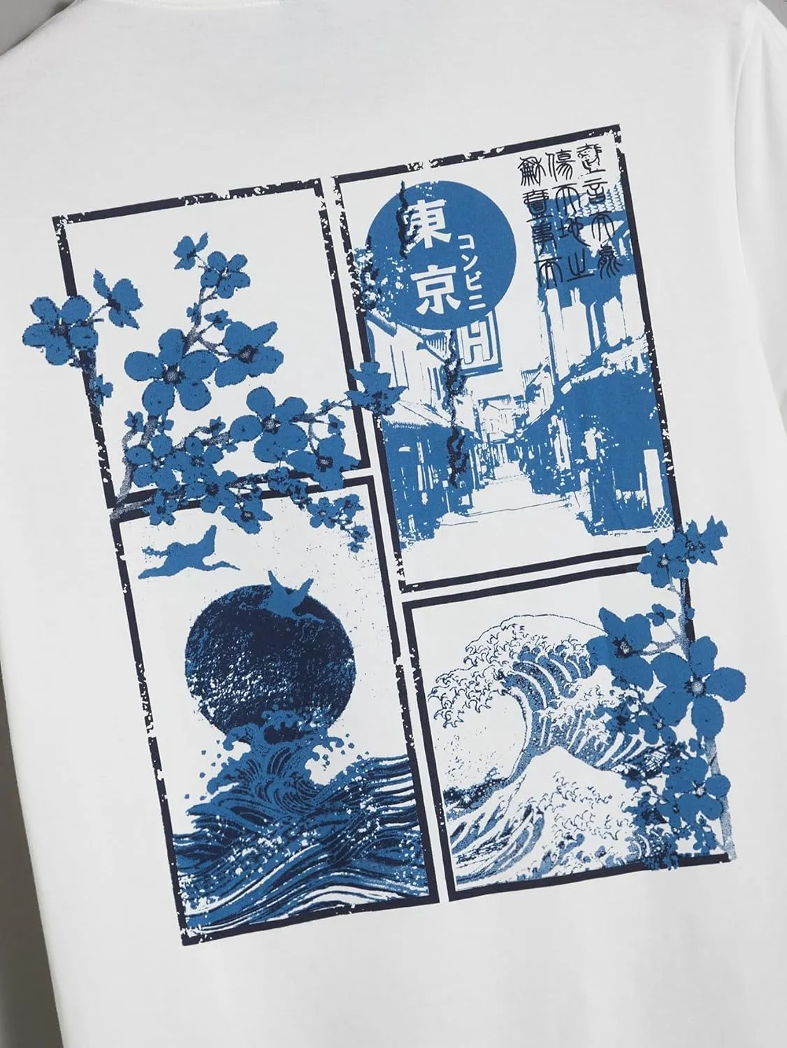 GORGLITTER Men's Graphic Japanese Print Short Sleeve Tee Tops Casual Round Neck T Shirts