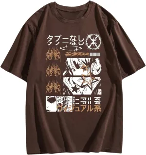 GORGLITTER Men's Graphic Japanese Print Short Sleeve Tee Tops Casual Round Neck T Shirts