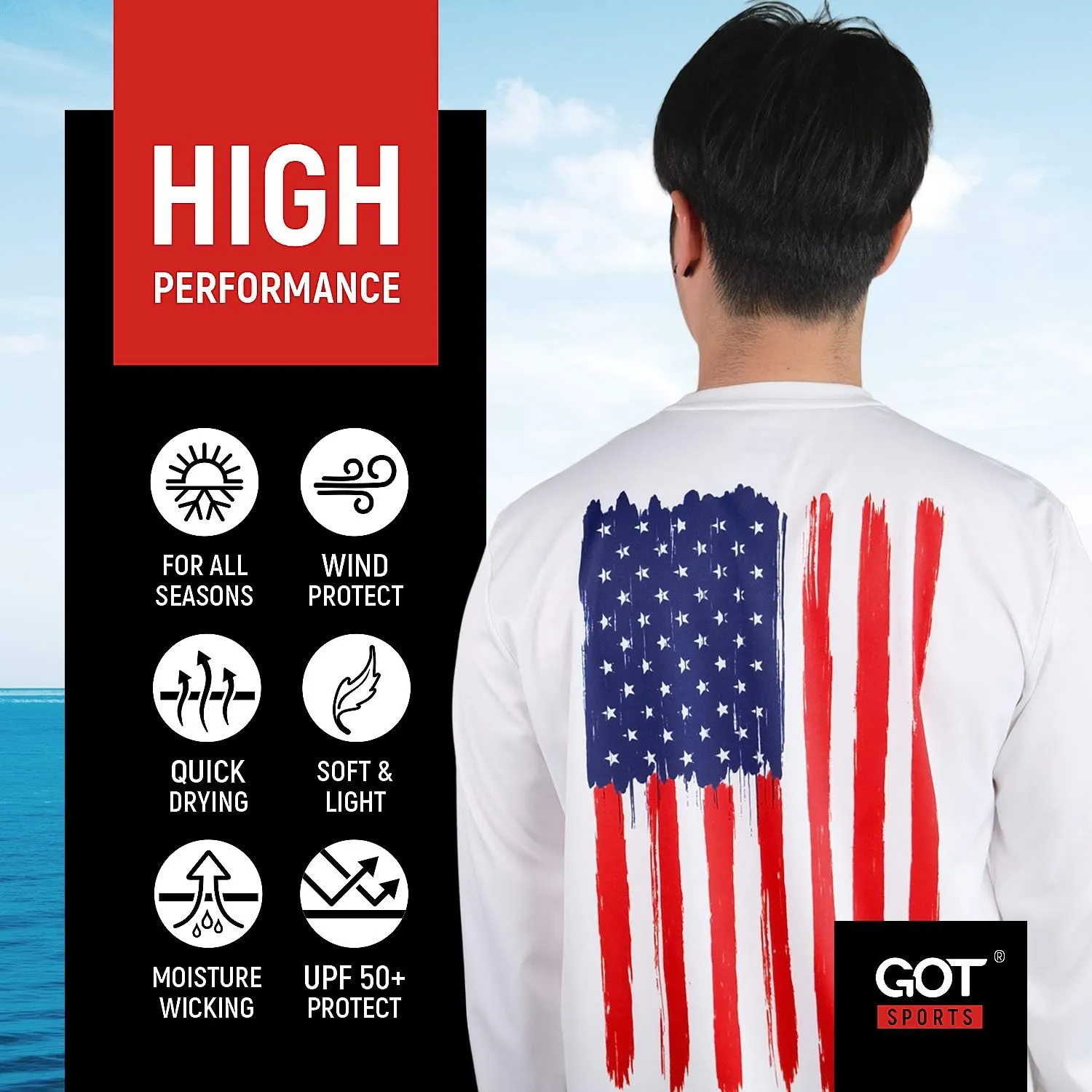 GOT Sports UPF 50  Fishing T Shirts for Men Women Long Sleeve - UV Sun Protection, Lightweight