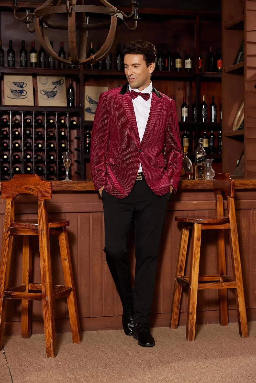 GRACE KARIN Mens Velvet Blazer One Button Sport Coat Tuxedo Jacket for Party Prom Wedding Dinner