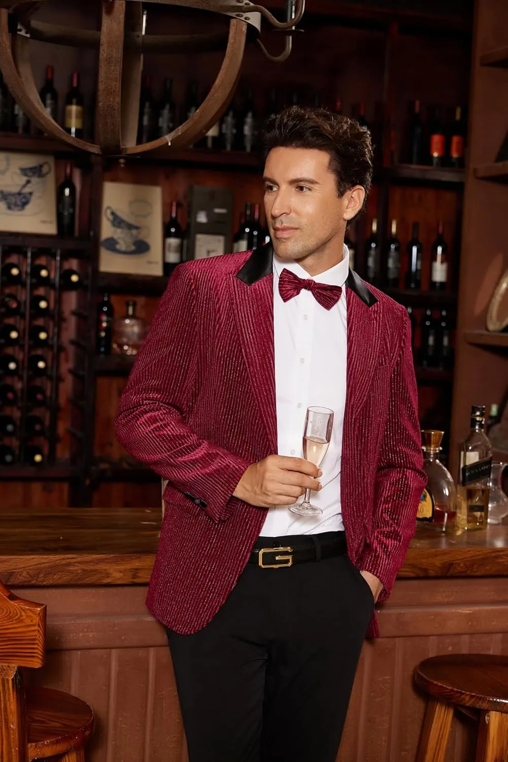 GRACE KARIN Mens Velvet Blazer One Button Sport Coat Tuxedo Jacket for Party Prom Wedding Dinner