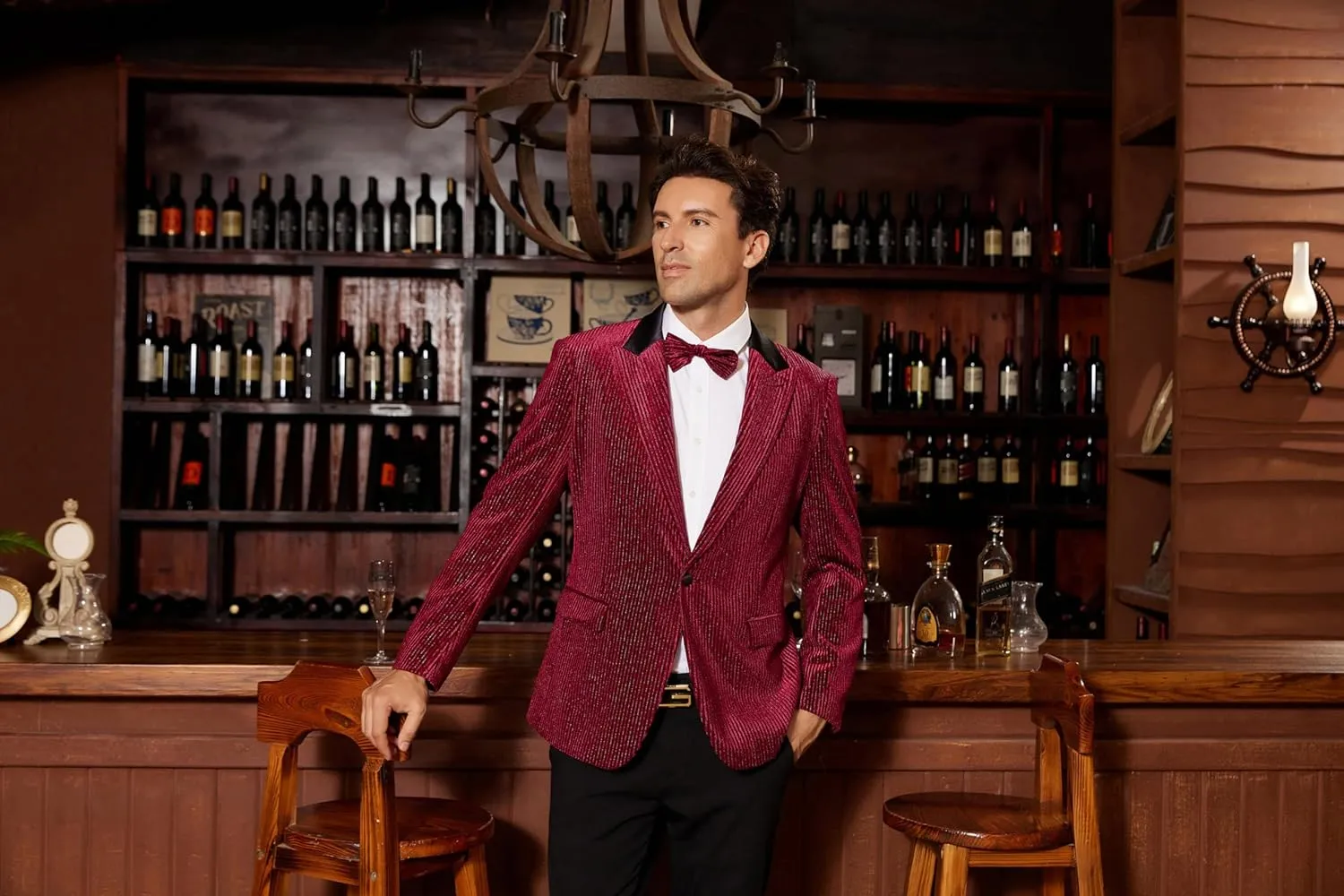GRACE KARIN Mens Velvet Blazer One Button Sport Coat Tuxedo Jacket for Party Prom Wedding Dinner