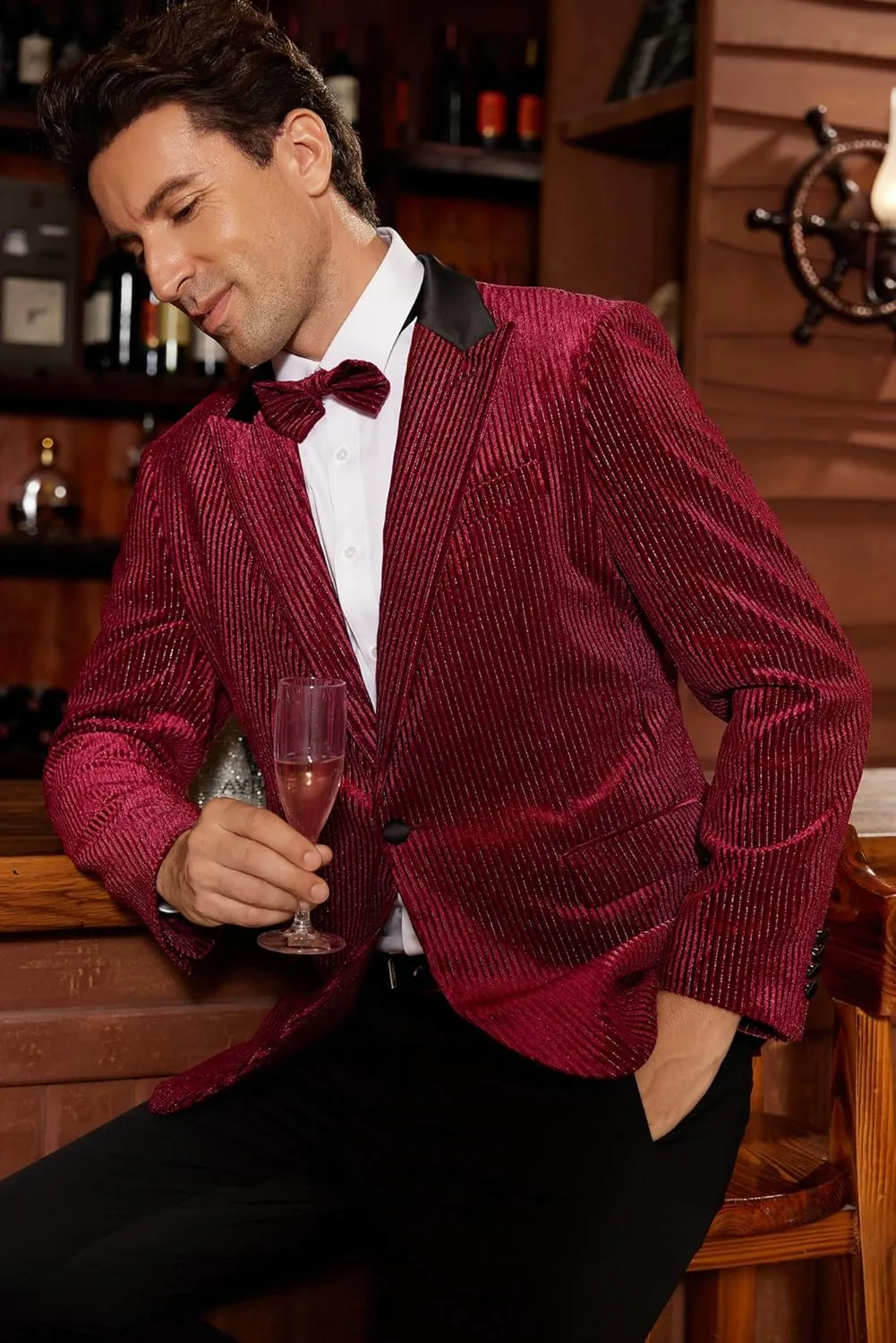GRACE KARIN Mens Velvet Blazer One Button Sport Coat Tuxedo Jacket for Party Prom Wedding Dinner