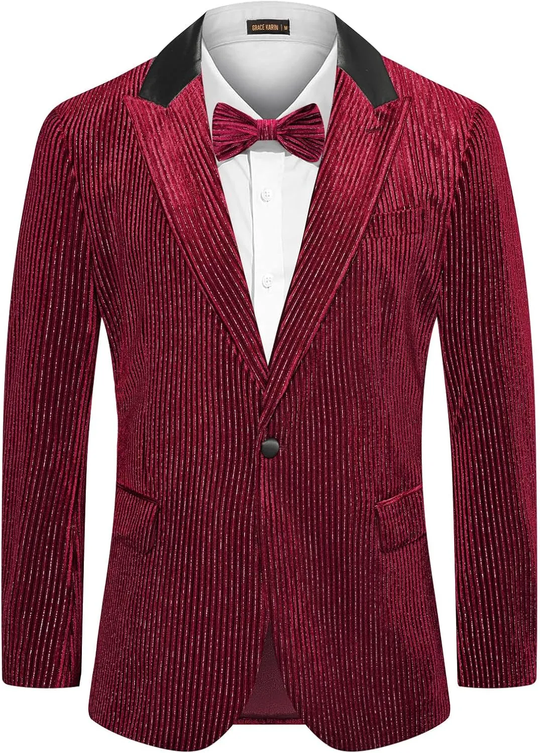 GRACE KARIN Mens Velvet Blazer One Button Sport Coat Tuxedo Jacket for Party Prom Wedding Dinner