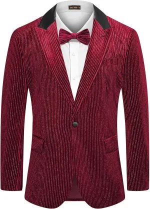 GRACE KARIN Mens Velvet Blazer One Button Sport Coat Tuxedo Jacket for Party Prom Wedding Dinner