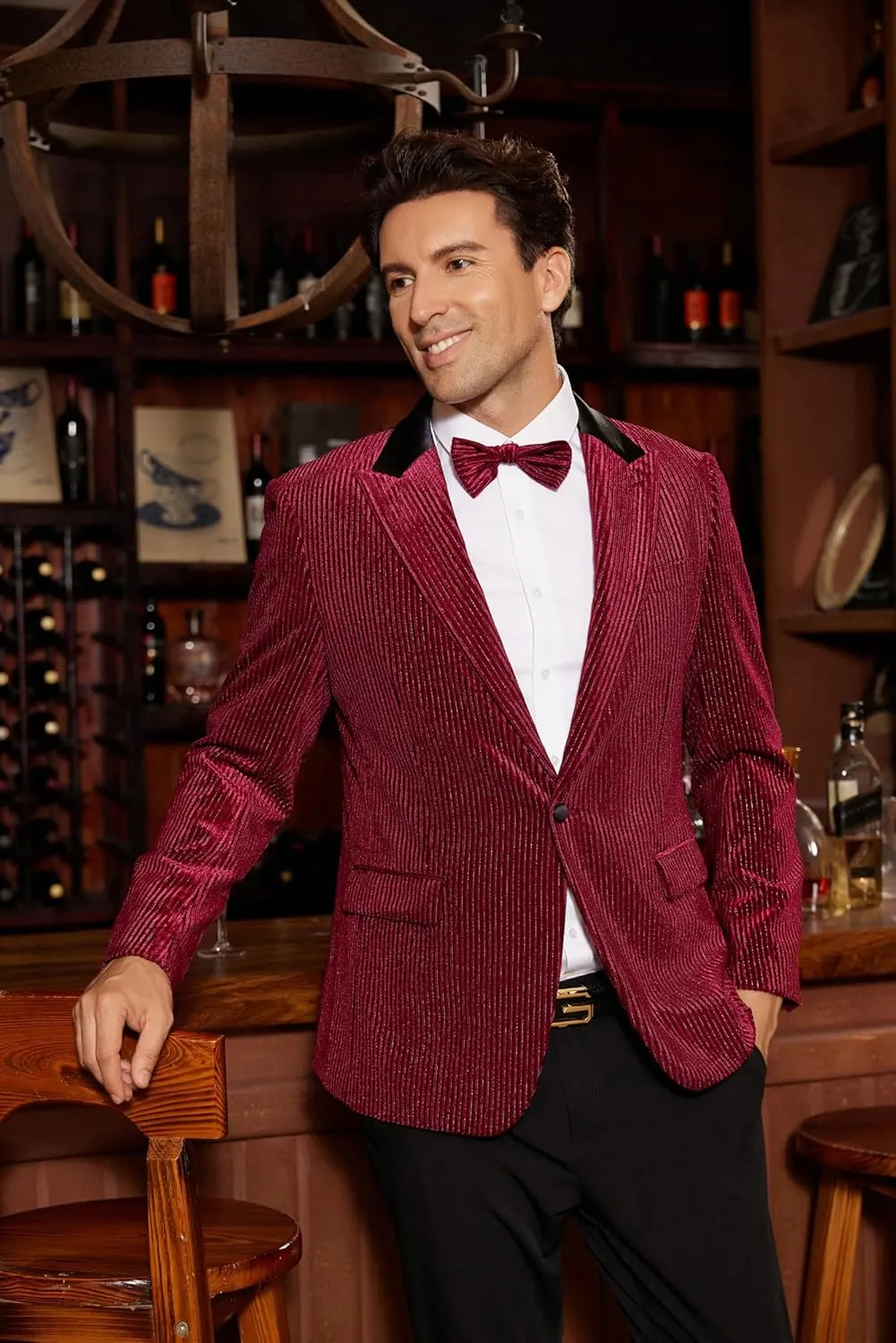 GRACE KARIN Mens Velvet Blazer One Button Sport Coat Tuxedo Jacket for Party Prom Wedding Dinner